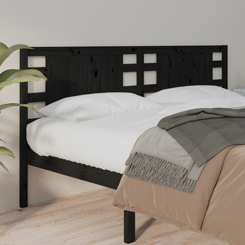 Berkfield Headboard Black 206x4x100 cm Solid Wood Pine