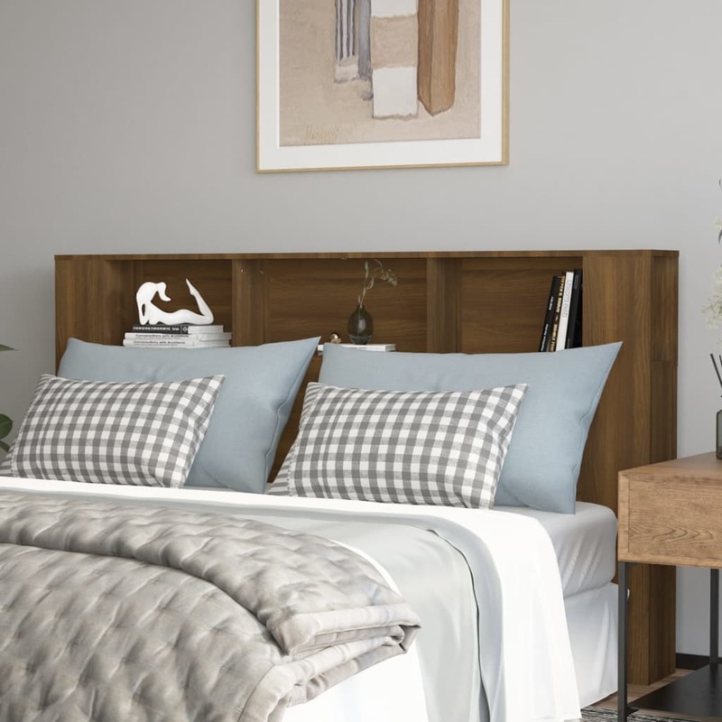 Berkfield Headboard Cabinet Brown Oak 180×18.5×104.5 cm