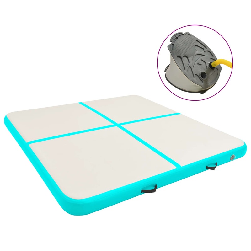 Berkfield Inflatable Gymnastics Mat with Pump 200x200x10 cm PVC Green