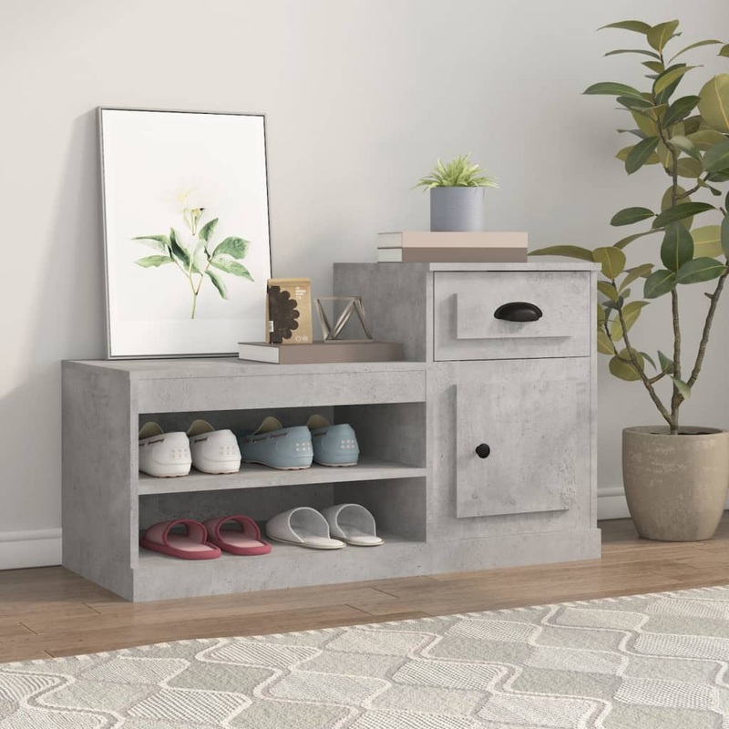 Berkfield Shoe Cabinet Concrete Grey 100x42x60 cm Engineered Wood