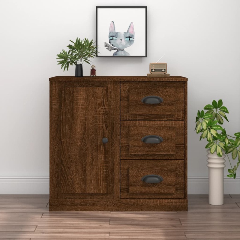 Berkfield Sideboard Brown Oak 70×35.5×67.5 cm Engineered Wood