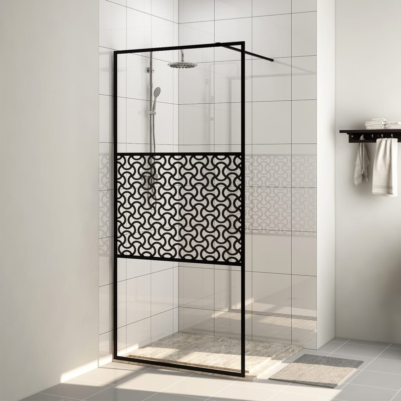 Berkfield Walk-in Shower Wall with Clear ESG Glass 100×195 cm Black