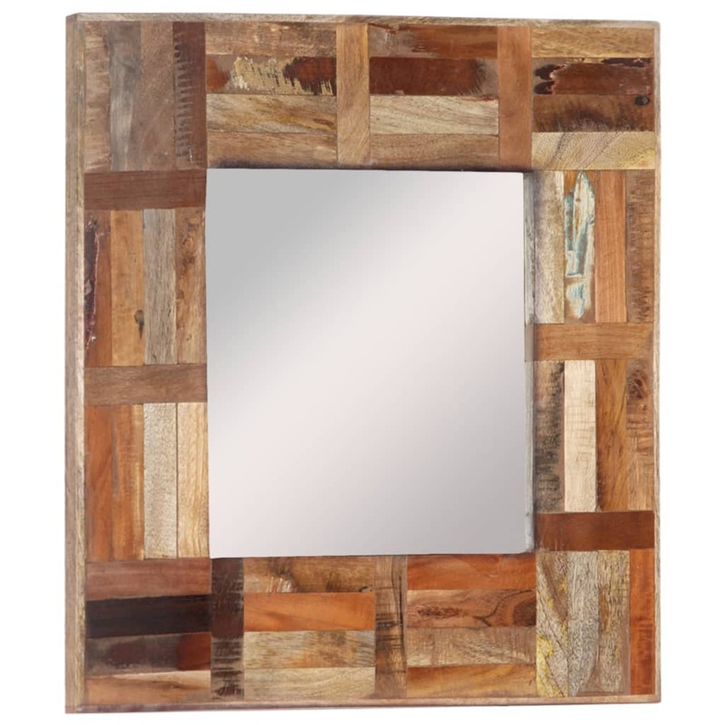 Berkfield Wall Mirror Solid Wood Reclaimed 50×50 cm