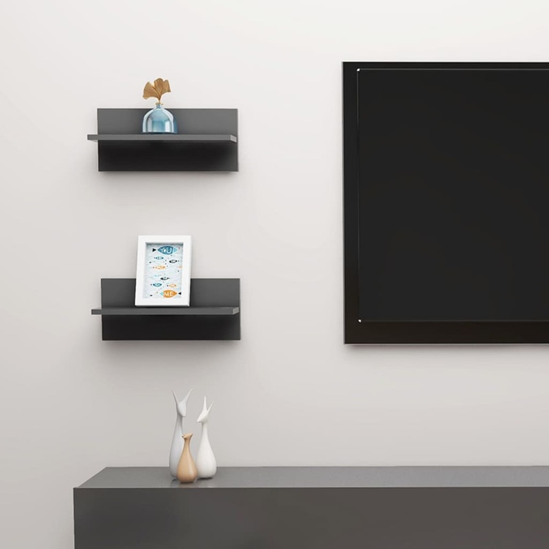 Berkfield Wall Shelf 2 pcs Grey 40×11.5×18 cm Engineered Wood