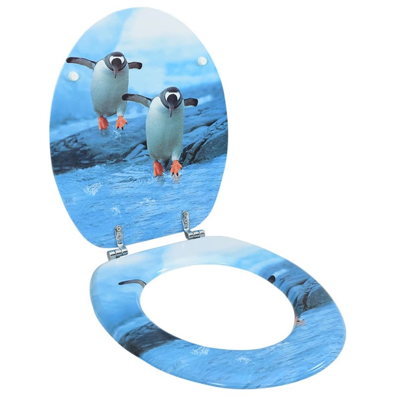 Berkfield WC Toilet Seat with Lid MDF Penguin Design