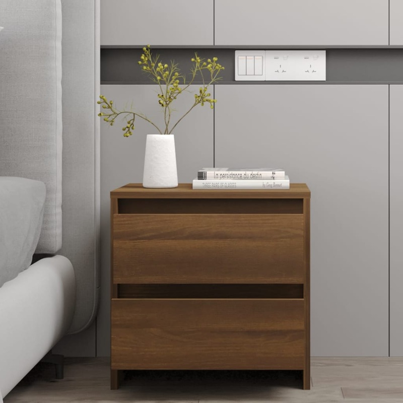 Berkfield Bedside Cabinet Brown Oak 45×34.5×44.5 cm Engineered Wood