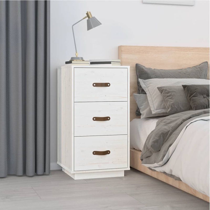 Berkfield Bedside Cabinet White 40x40x75 cm Solid Wood Pine