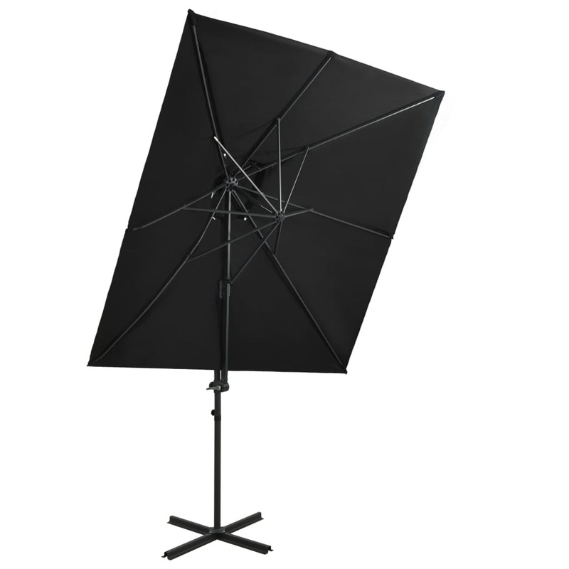 Berkfield Cantilever Umbrella with Double Top Black 250×250 cm