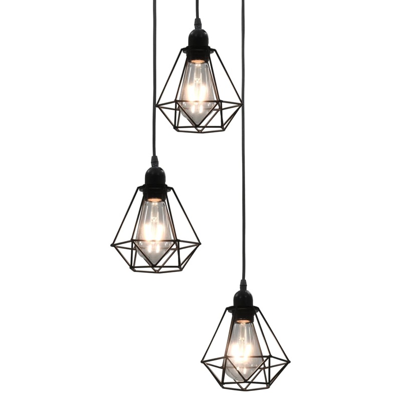Berkfield Ceiling Lamp with Diamond Design Black 3 x E27 Bulbs