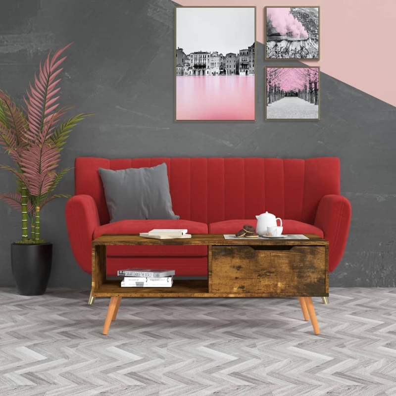 Berkfield Coffee Table Smoked Oak 100×49.5×43 cm Engineered Wood