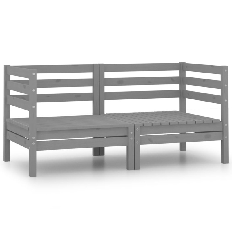 Berkfield Garden Corner Sofas 2 pcs Grey Solid Pinewood