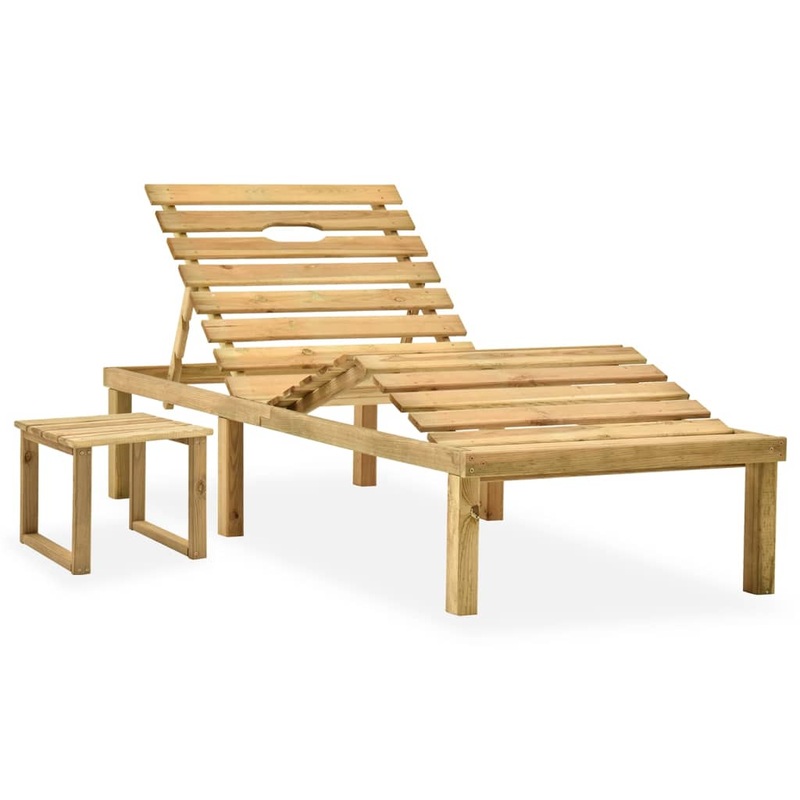 Berkfield Garden Sun Lounger with Table Impregnated Pinewood