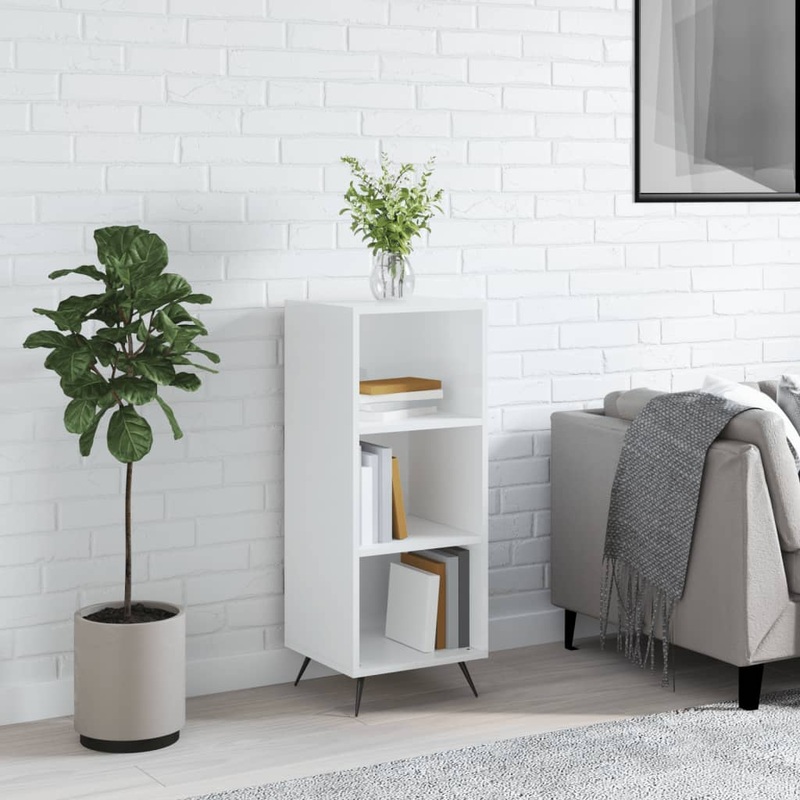 Berkfield Shelf Cabinet High Gloss White 34.5×32.5×90 cm Engineered Wood