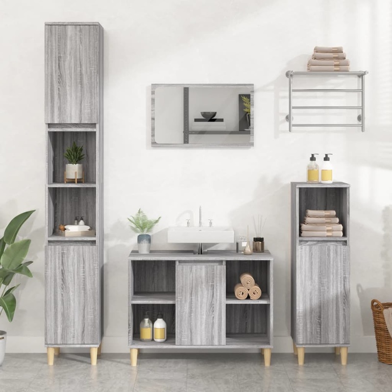 Berkfield Sink Cabinet Grey Sonoma 80x33x60 cm Engineered Wood