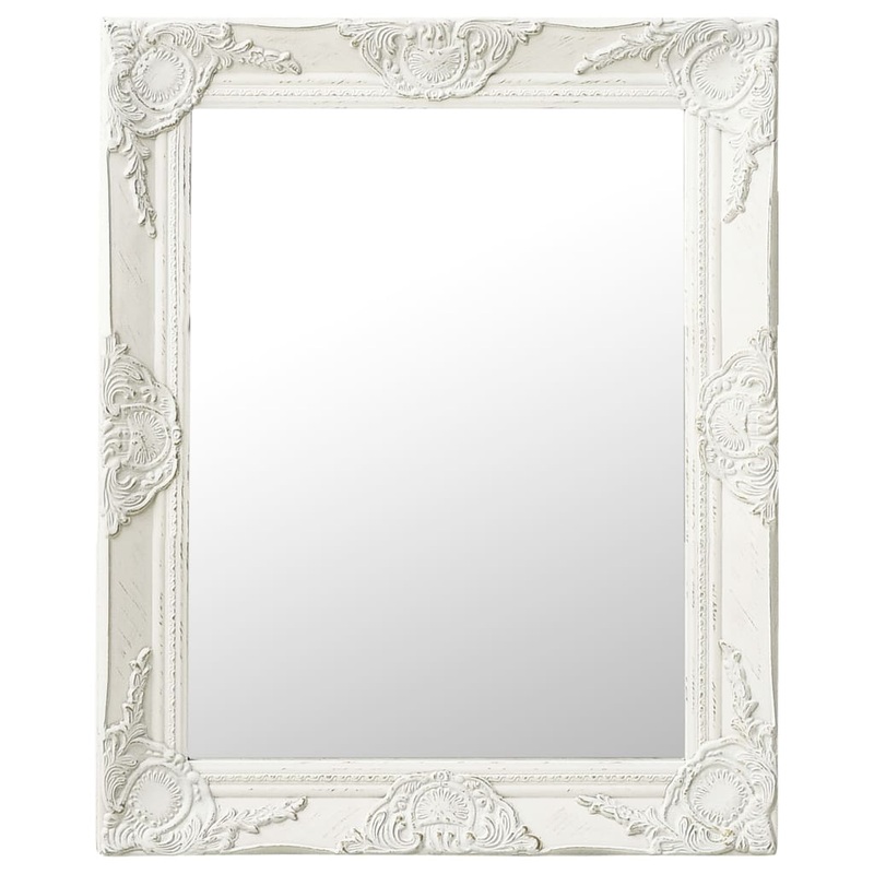Berkfield Wall Mirror Baroque Style 50×60 cm White