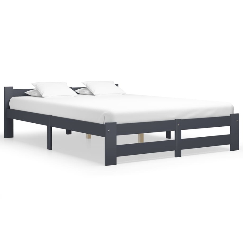 Berkfield Bed Frame Dark Grey Solid Pine Wood 140×200 cm