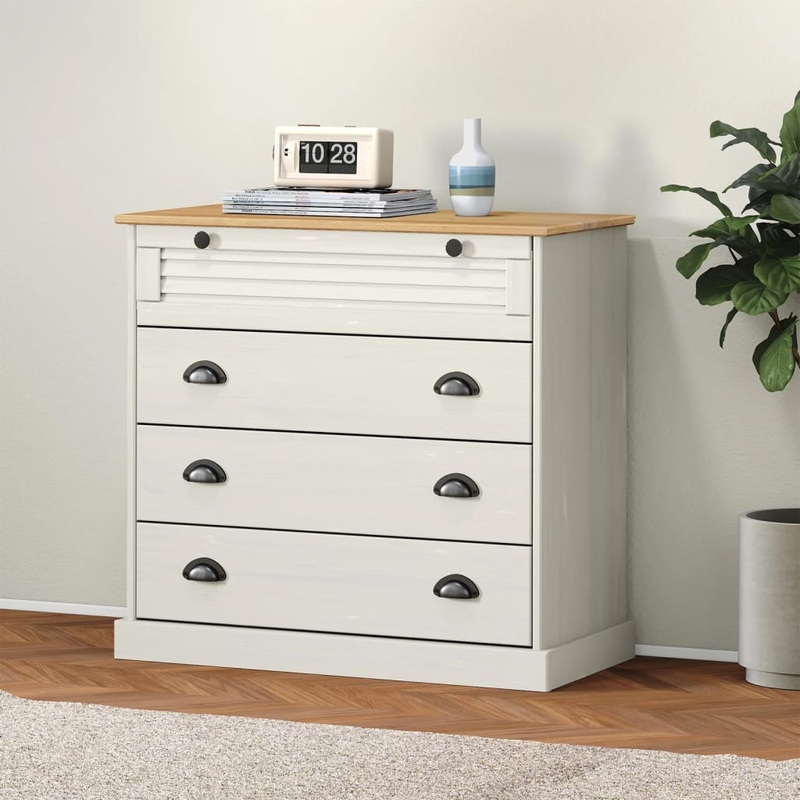 Berkfield Chest of Drawers VIGO White 80x40x76 cm Solid Wood Pine