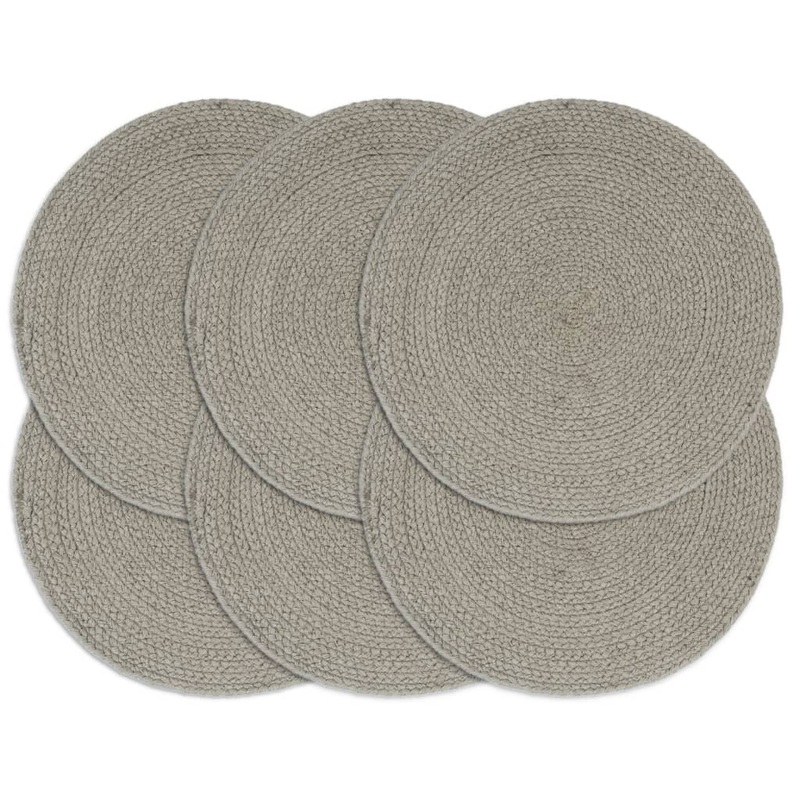 Berkfield Placemats 6 pcs Plain Grey 38 cm Round Cotton