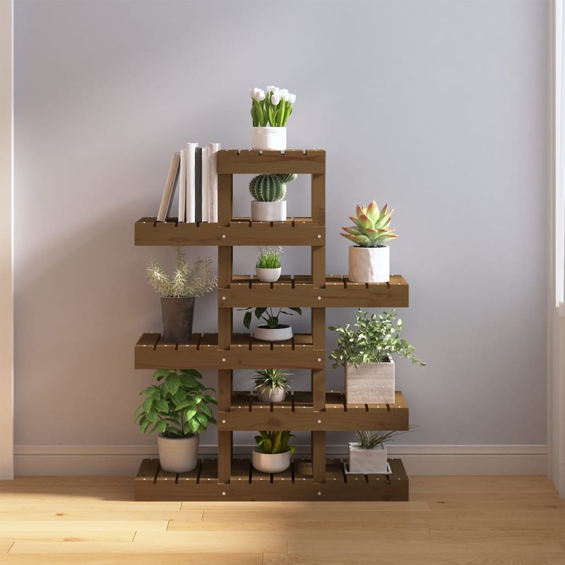 Berkfield Plant Stand Honey Brown 85x25x109.5 cm Solid Wood Pine