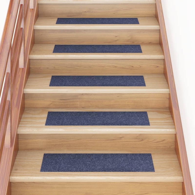 Berkfield Self-adhesive Stair Mats Rectangular 15 pcs 76×20 cm Grey Blue