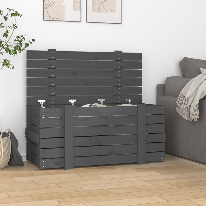 Berkfield Storage Box Grey 91×40.5×42 cm Solid Wood Pine