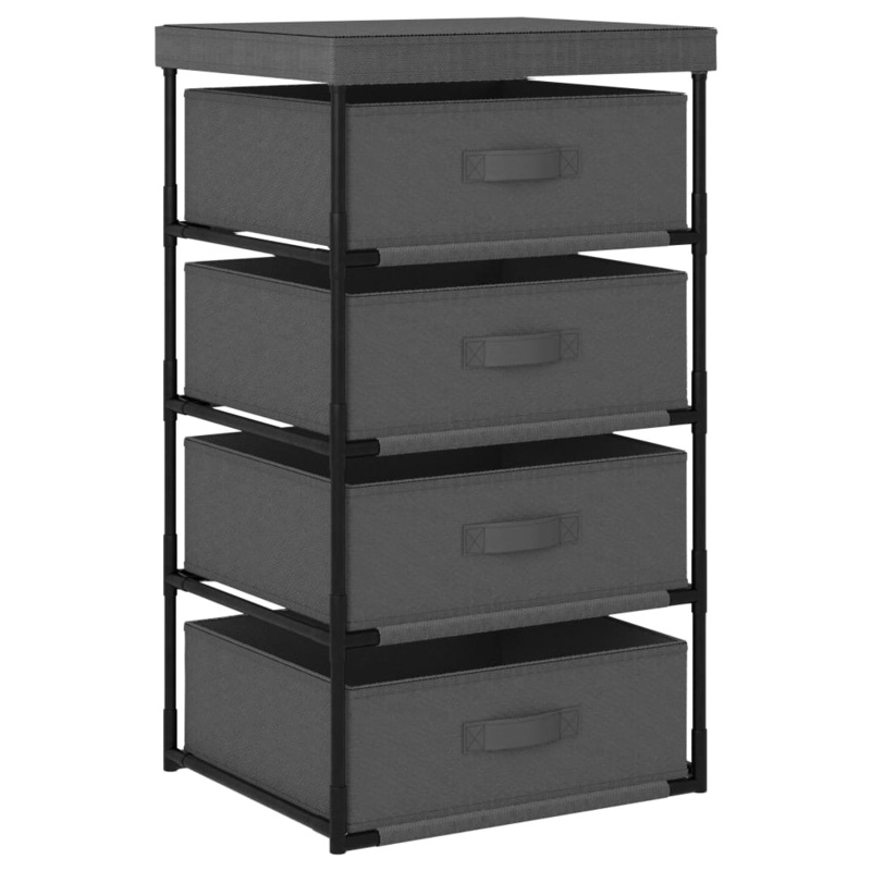 Berkfield Storage Rack with 4 Fabric Baskets Steel Grey