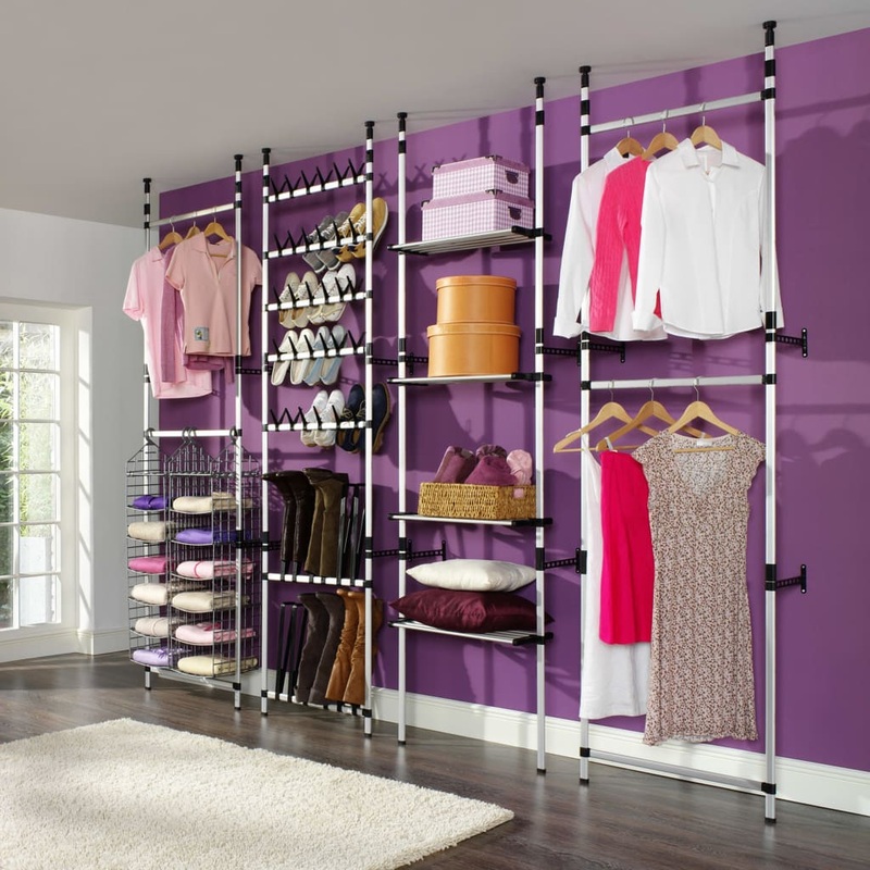 Berkfield Telescopic Wardrobe System with Rods and Shelf Aluminium