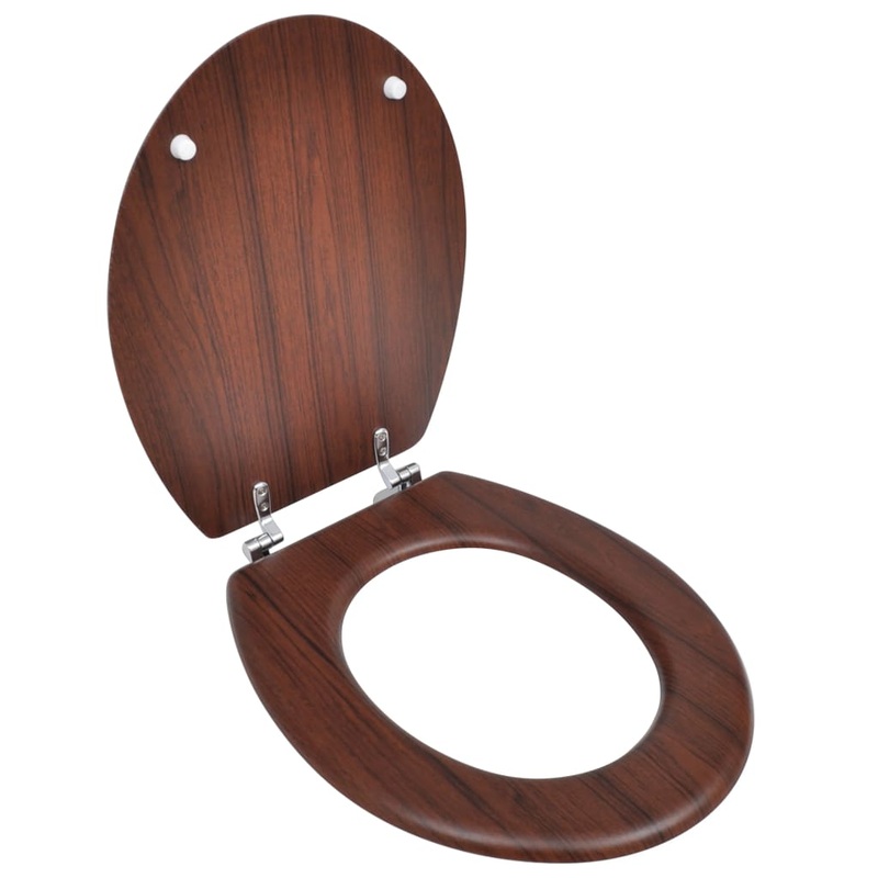 Berkfield WC Toilet Seat MDF Lid Simple Design Brown
