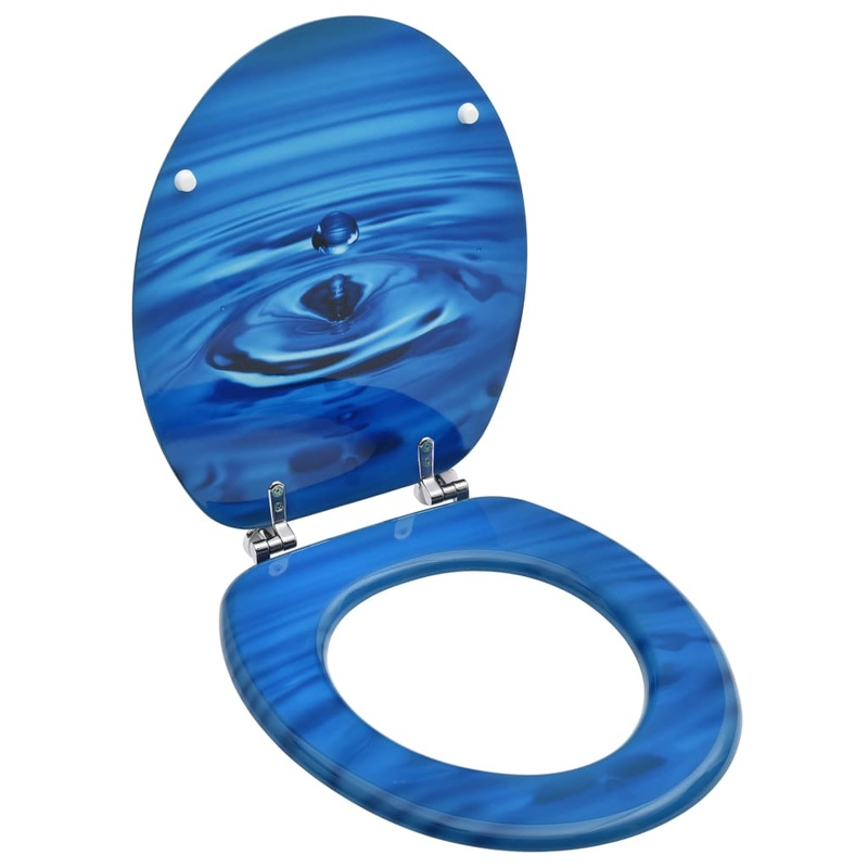 Berkfield WC Toilet Seat with Lid MDF Blue Water Drop Design