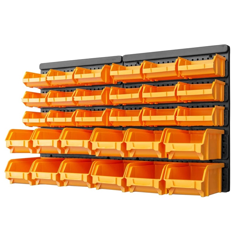 Berkfield 32 Piece Storage Bin Kit with Wall Panels Yellow and Black
