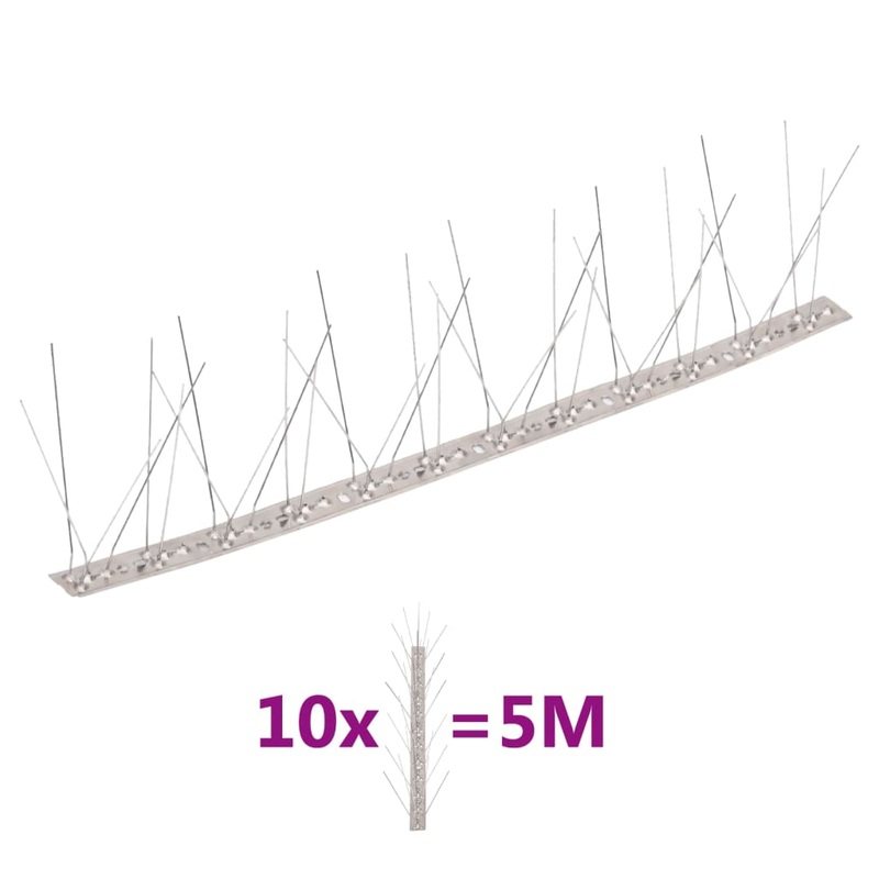 Berkfield 5-row Stainless Steel Bird & Pigeon Spikes Set of 10 5 m