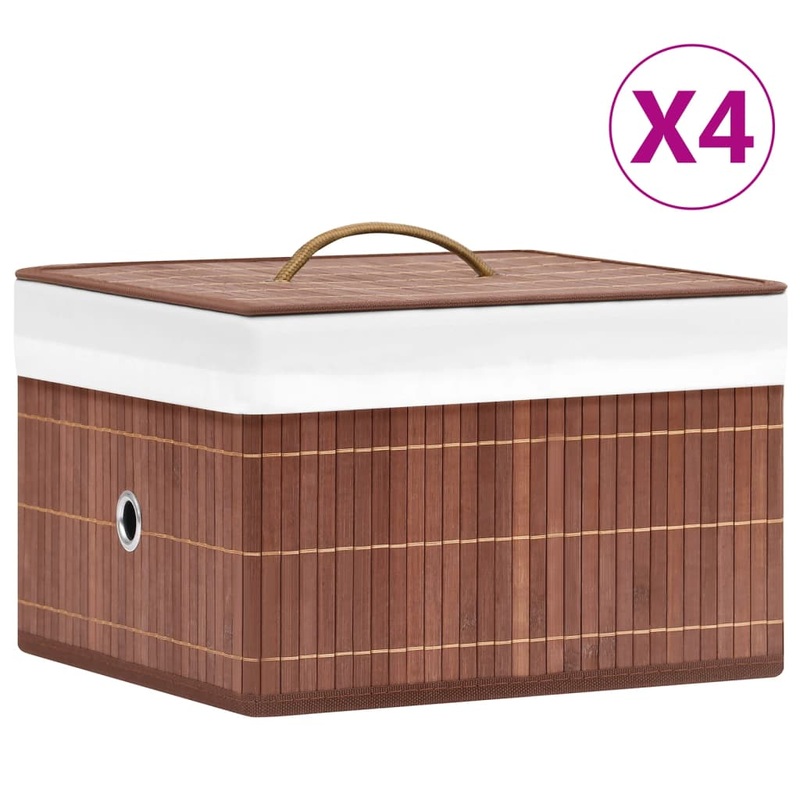 Berkfield Bamboo Storage Boxes 4 pcs Brown