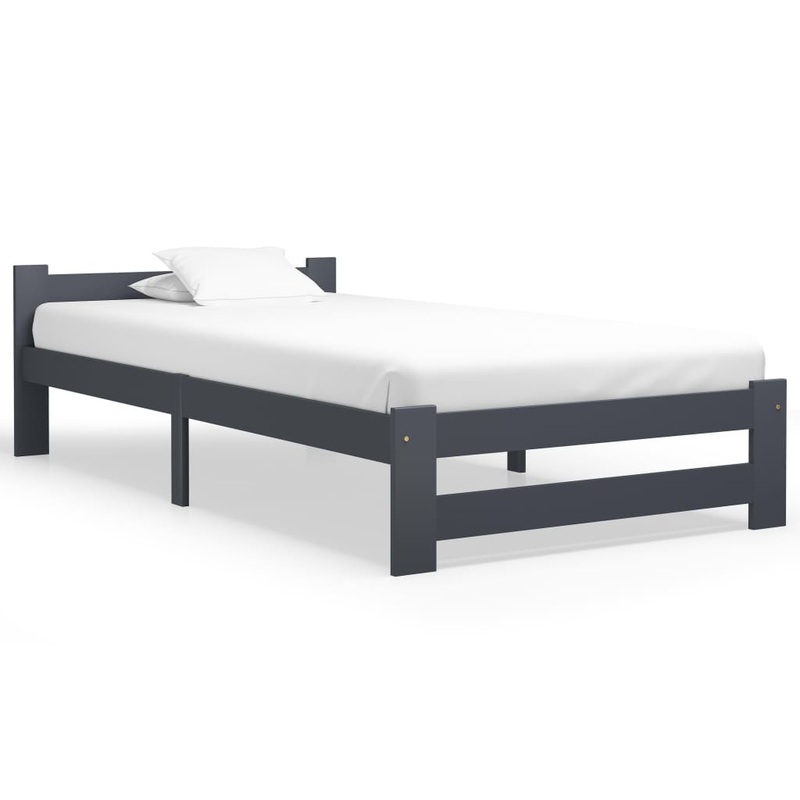 Berkfield Bed Frame Dark Grey Solid Pine Wood 100×200 cm