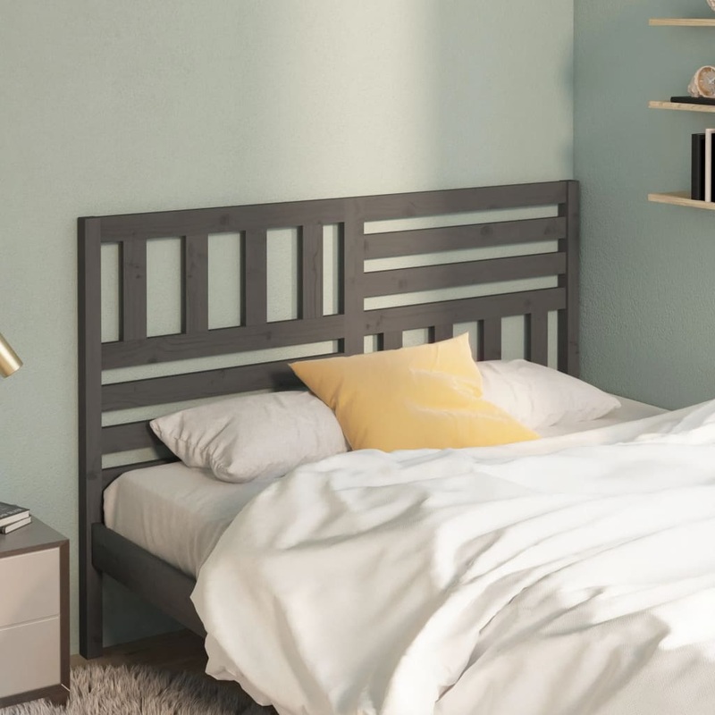 Berkfield Bed Headboard Grey 126x4x100 cm Solid Wood Pine