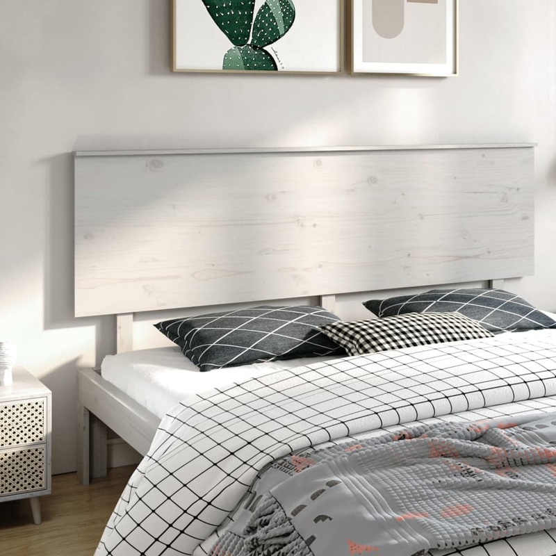 Berkfield Bed Headboard White 204x6x82.5 cm Solid Wood Pine