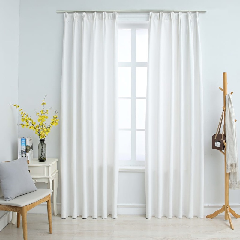 Berkfield Blackout Curtains with Hooks 2 pcs Off White 140×225 cm
