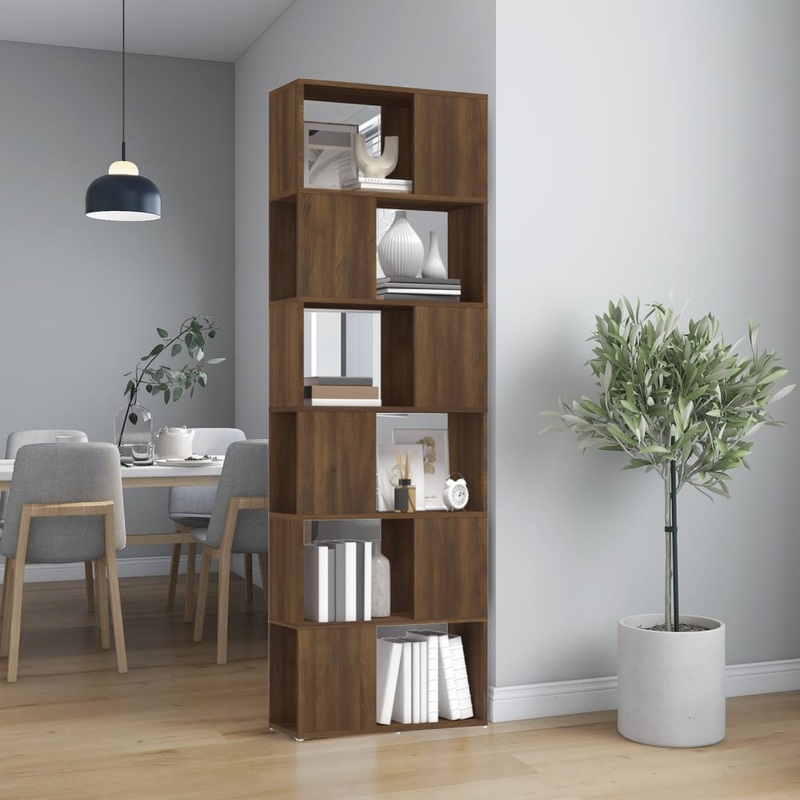 Berkfield Book Cabinet/Room Divider Brown Oak 60x24x186 cm
