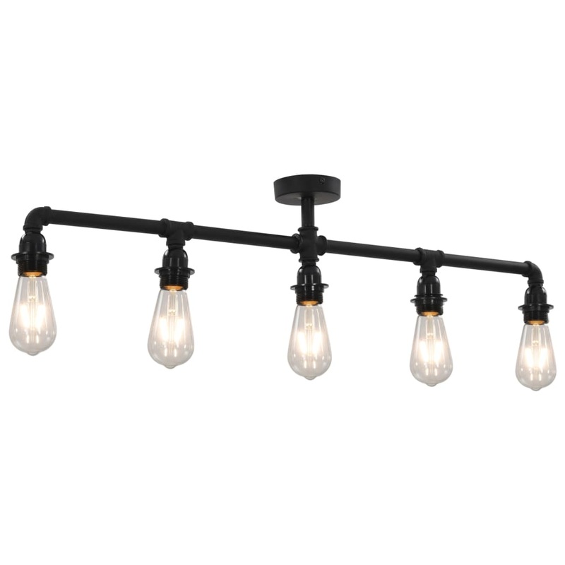 Berkfield Ceiling Lamp Black 5 x E27 Bulbs