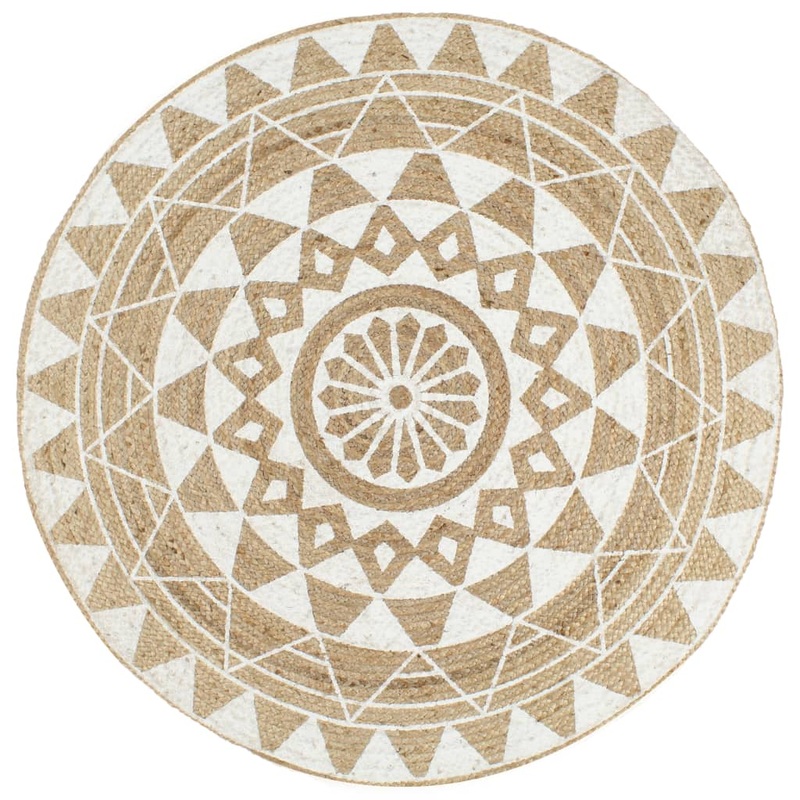 Berkfield Handmade Rug Jute with White Print 150 cm