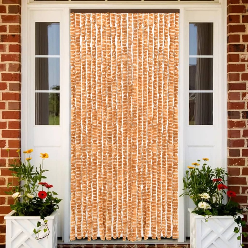 Berkfield Insect Curtain Ochre and White 90×220 cm Chenille