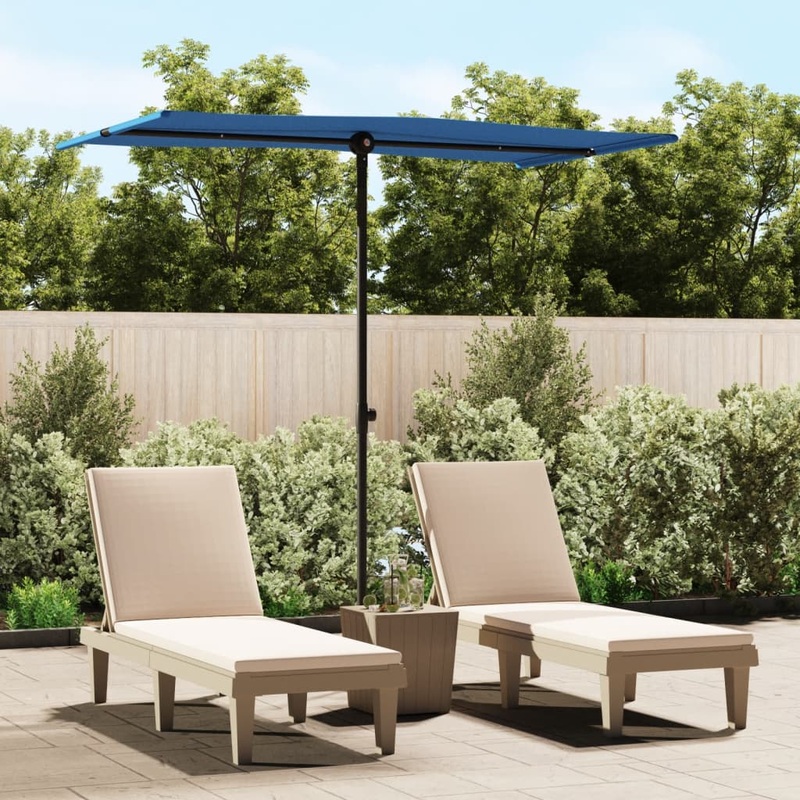 Berkfield Outdoor Parasol with Aluminium Pole 180×110 cm Azure Blue