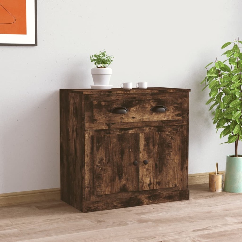 Berkfield Sideboard Smoked Oak 70×35.5×67.5 cm Engineered Wood