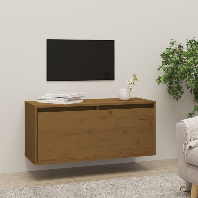 Berkfield Wall Cabinet Honey Brown 80x30x35 cm Solid Wood Pine