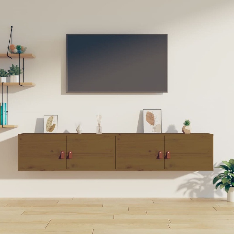 Berkfield Wall Cabinets 2 pcs Honey Brown 80x30x30 cm Solid Wood Pine