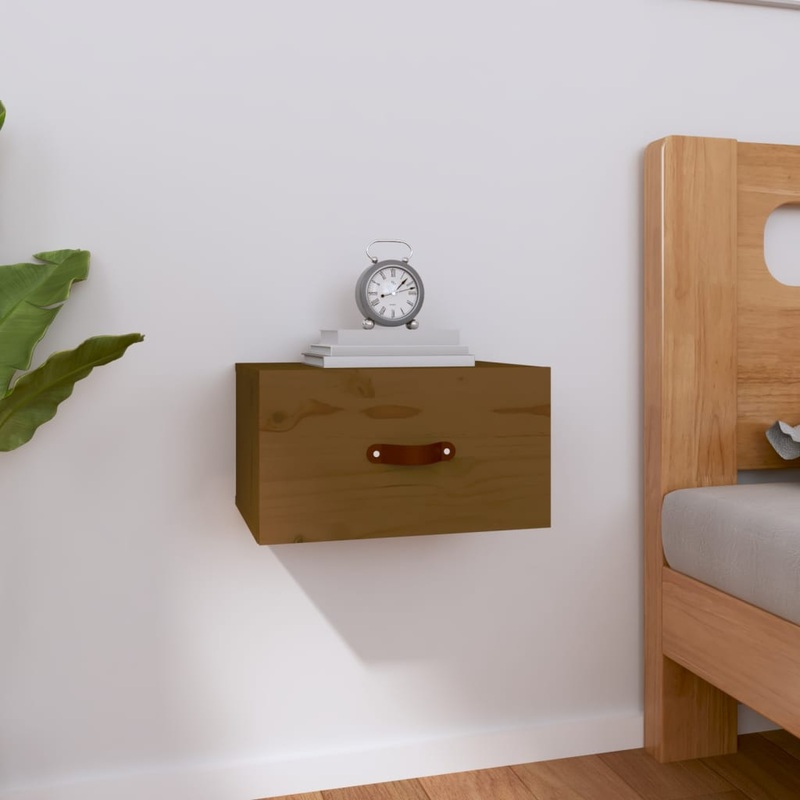 Berkfield Wall-mounted Bedside Cabinet Honey Brown 40×29.5×22 cm