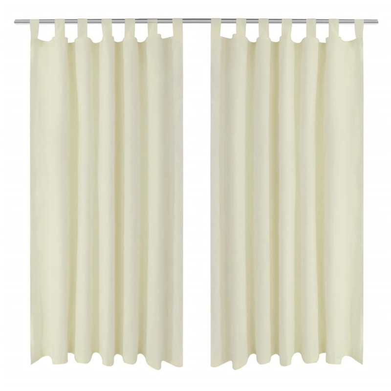 2 pcs Cream Micro-Satin Curtains with Loops 140 x 245 cm