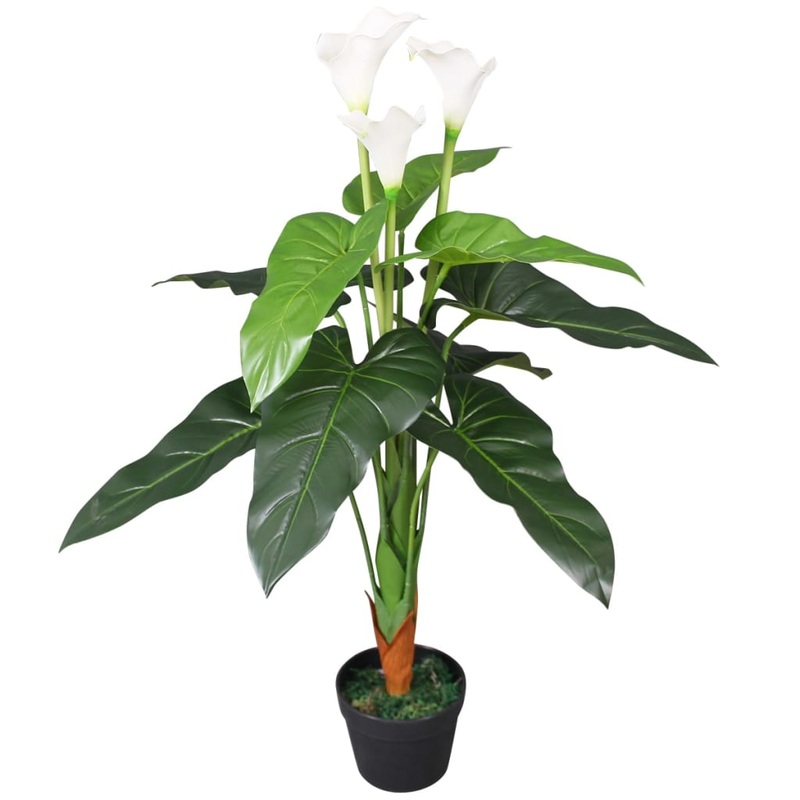 Berkfield Artificial Calla Lily Plant with Pot 85 cm White