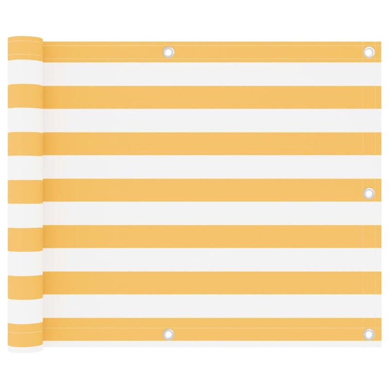 Berkfield Balcony Screen White and Yellow 75×600 cm Oxford Fabric