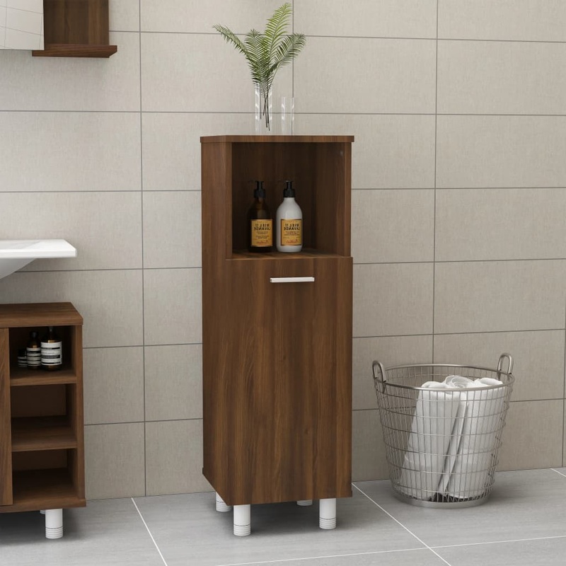 Berkfield Bathroom Cabinet Brown Oak 30x30x95 cm Engineered Wood