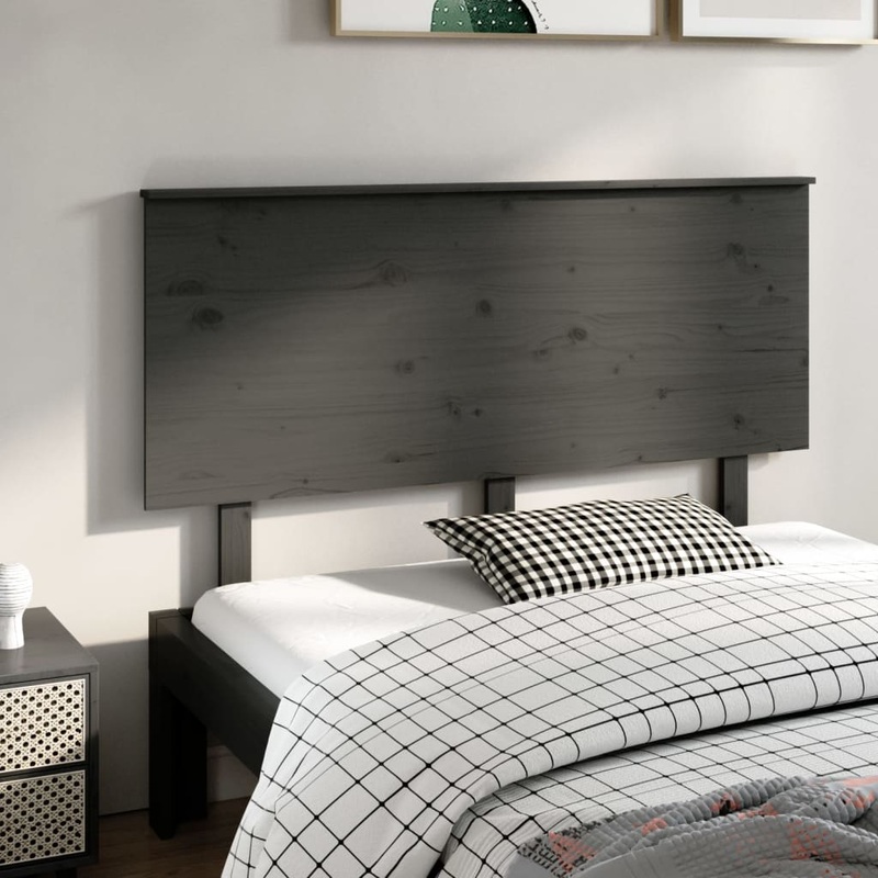 Berkfield Bed Headboard Grey 144x6x82.5 cm Solid Wood Pine
